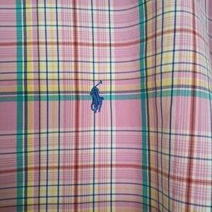 Ralph Lauren Pink Plaid Button Down Short Sleeve Shirt 2XL Easter Summer
